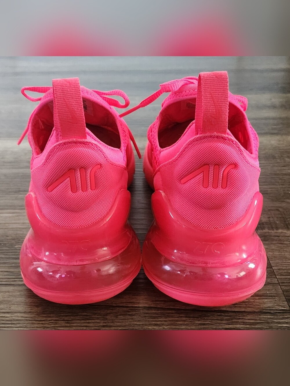 *XCLNT* Nike Airmax Air Max 270 Sz 8.5 Neon Bright Hot Hyper Vibrant Triple Pink - Picture 5 of 12